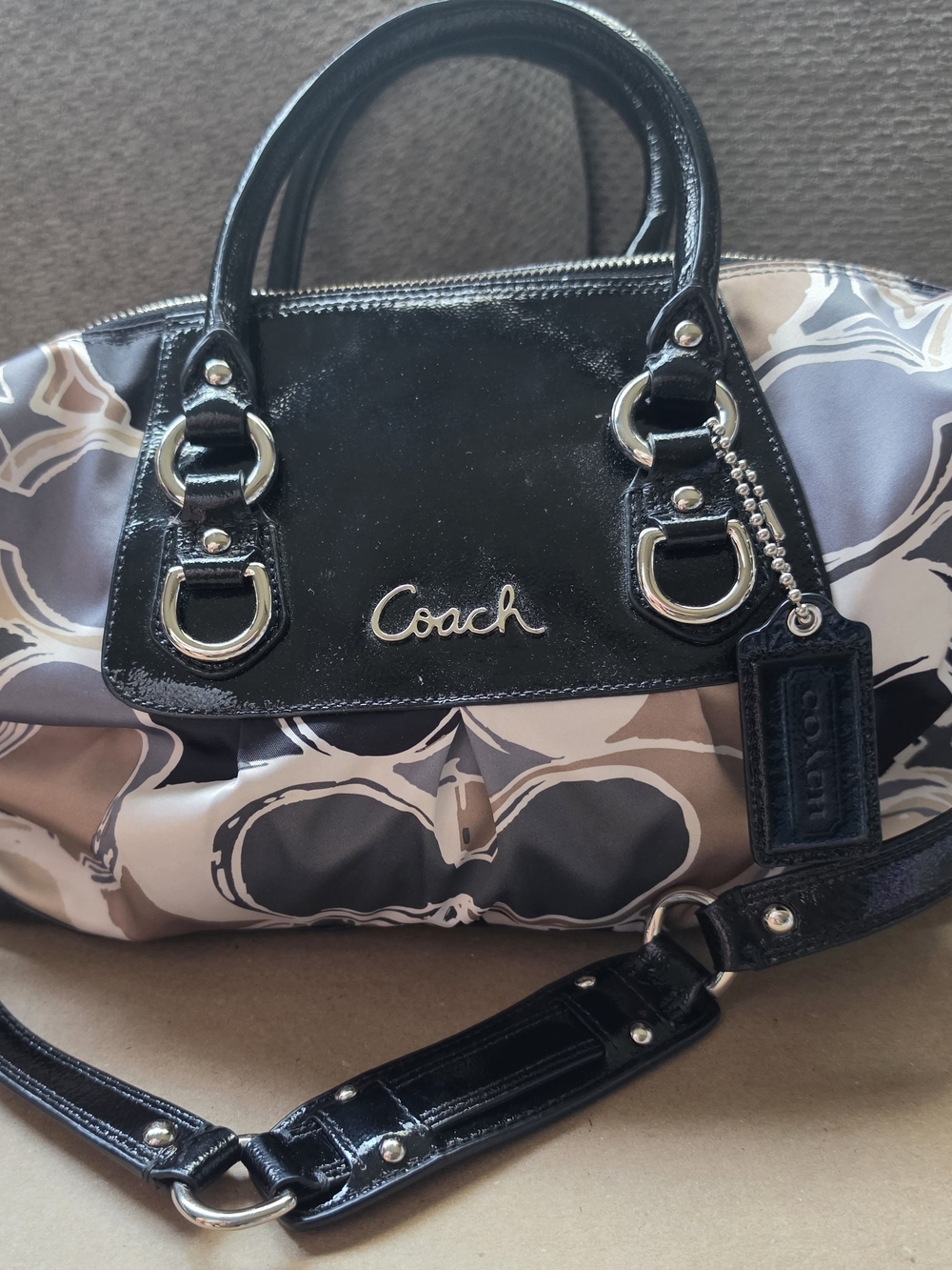Coach Ashley Satin Scarf Print Satchel F17650